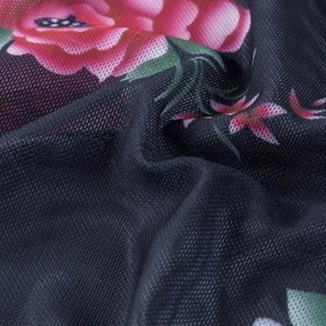 FLOWER PRINT SHEER JACKET (BLACK)