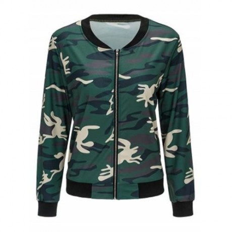 CAMOUFLAGE PRINT ZIP UP JACKET (ARMY GREEN CAMOUFLAGE)