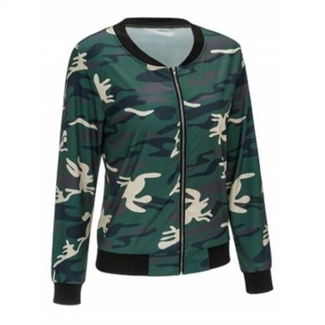 CAMOUFLAGE PRINT ZIP UP JACKET (ARMY GREEN CAMOUFLAGE)