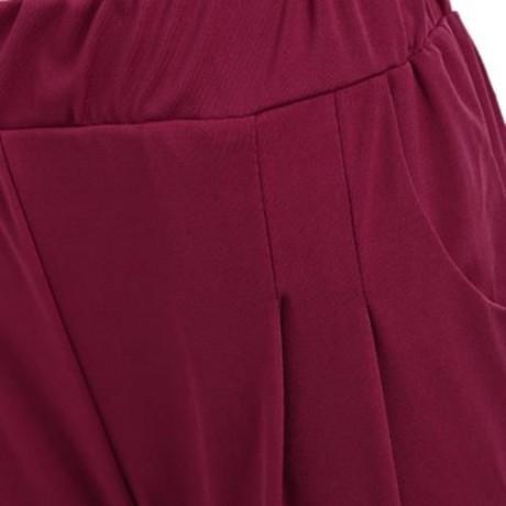 ELASTIC WAIST ANKLE LENGTH PLUS SIZE PENCIL PANTS (PURPLISH RED C5)