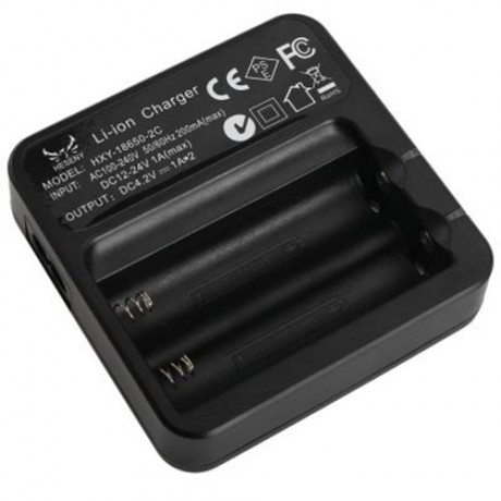 HESENY HXY18650 - 2C 1A LI-ION BATTERY CHARGER WITH US PLUG CABLE (BLACK)