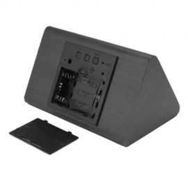 VOICE-ACTIVATED TEMPERATURE WOODEN ELECTRONIC ALARM CLOCK (BLACK)