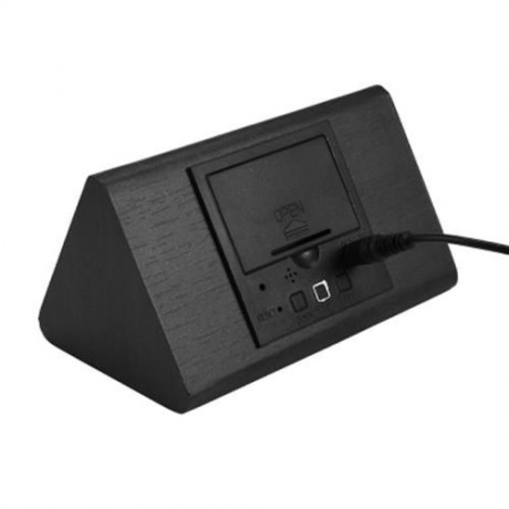 VOICE-ACTIVATED TEMPERATURE WOODEN ELECTRONIC ALARM CLOCK (BLACK)