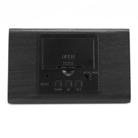 VOICE-ACTIVATED TEMPERATURE WOODEN ELECTRONIC ALARM CLOCK (BLACK)