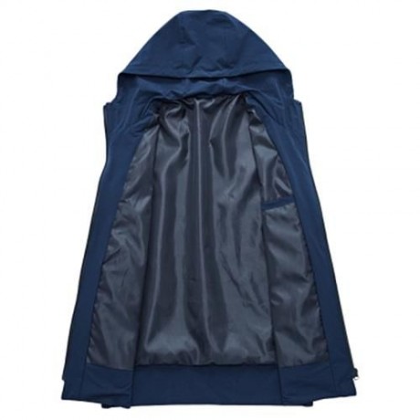 CASUAL HOODED LONG SLEEVE ZIPPER MEN JACKET (DEEP BLUE)