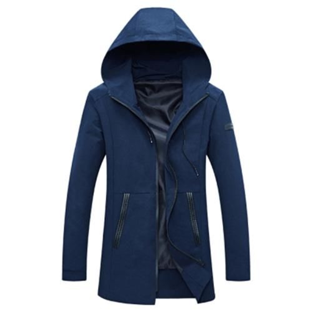 CASUAL HOODED LONG SLEEVE ZIPPER MEN JACKET (DEEP BLUE)
