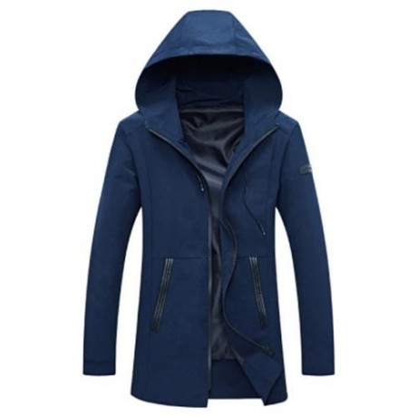 CASUAL HOODED LONG SLEEVE ZIPPER MEN JACKET (DEEP BLUE)