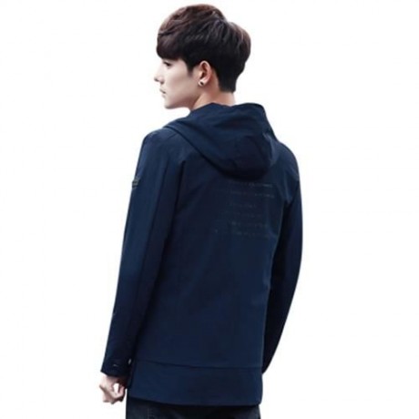 CASUAL HOODED LONG SLEEVE ZIPPER MEN JACKET (DEEP BLUE)