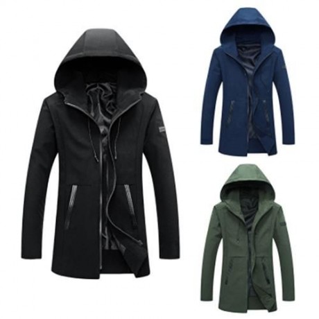 CASUAL HOODED LONG SLEEVE ZIPPER MEN JACKET (DEEP BLUE)