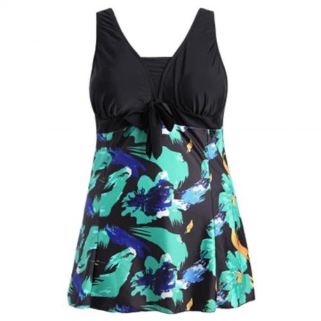 BOW TIED PLUS SIZE SKIRTED SWIMSUIT (COLORMIX)