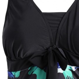 BOW TIED PLUS SIZE SKIRTED SWIMSUIT (COLORMIX)