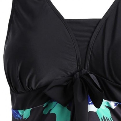 BOW TIED PLUS SIZE SKIRTED SWIMSUIT (COLORMIX)