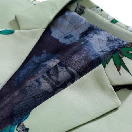 FLORAL PRINT SINGLE BREASTED BLAZER (LIGHT GREEN)