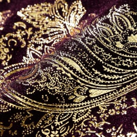 FLORAL GILDING SINGLE BREASTED BLAZER (WINE RED)