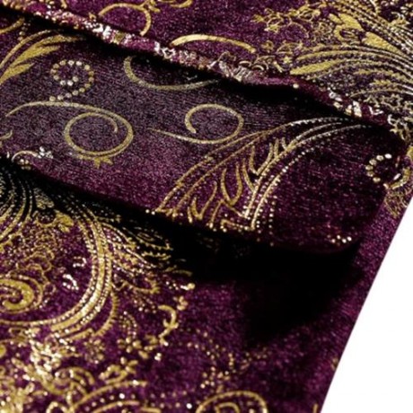 FLORAL GILDING SINGLE BREASTED BLAZER (WINE RED)