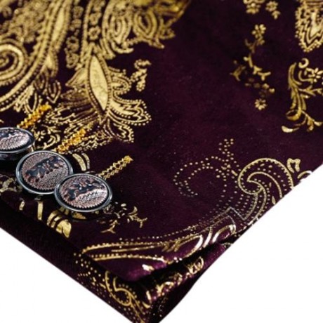 FLORAL GILDING SINGLE BREASTED BLAZER (WINE RED)