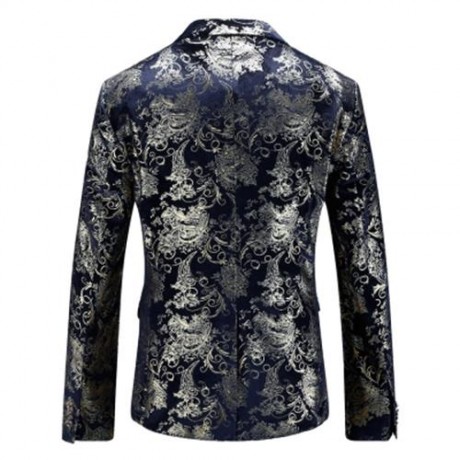 FLORAL GILDING SINGLE BREASTED BLAZER (PURPLISH BLUE)
