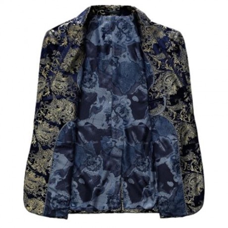 FLORAL GILDING SINGLE BREASTED BLAZER (PURPLISH BLUE)