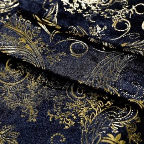 FLORAL GILDING SINGLE BREASTED BLAZER (PURPLISH BLUE)