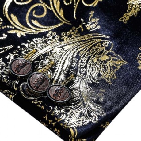 FLORAL GILDING SINGLE BREASTED BLAZER (PURPLISH BLUE)