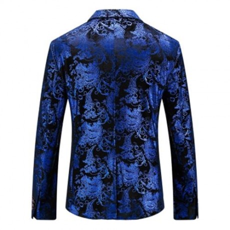 FLORAL GILDING SINGLE BREASTED BLAZER (ROYAL)