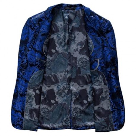 FLORAL GILDING SINGLE BREASTED BLAZER (ROYAL)