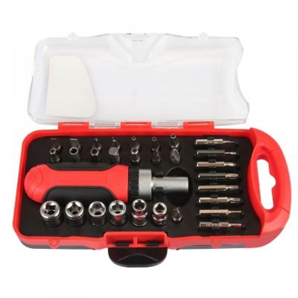 30pcs Ratchet Screwdriver Socket Combination Repair Tool (RED)