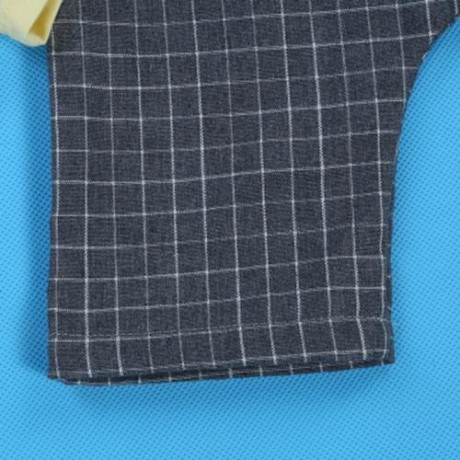2PCS KIDS BOYS CASUAL CARTOON PRINTED T-SHIRT PLAID CROP PANTS (YELLOW)