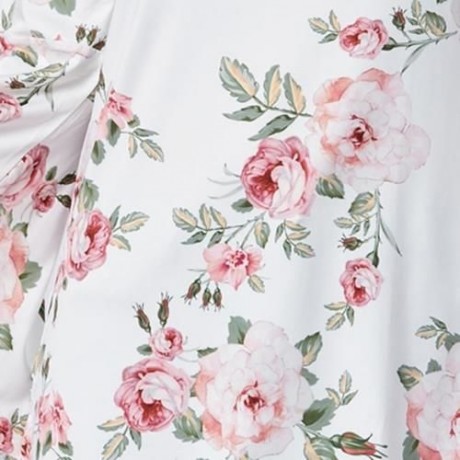 SPLIT FLARE SLEEVE FLORAL TUNIC TOP (WHITE)