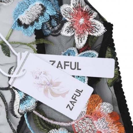 FLORAL EMBROIDERED MESH SLIP TEDDY (BLACK)