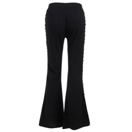 FLARE PANTS WITH CRISS CROSS LACE UP (BLACK)