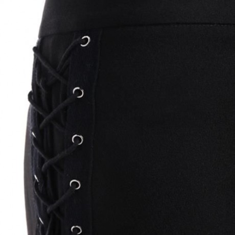 FLARE PANTS WITH CRISS CROSS LACE UP (BLACK)