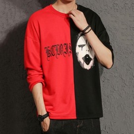 COLOR BLOCK PANEL GRIMACE GRAPHIC PRINT T-SHIRT (COLORMIX)