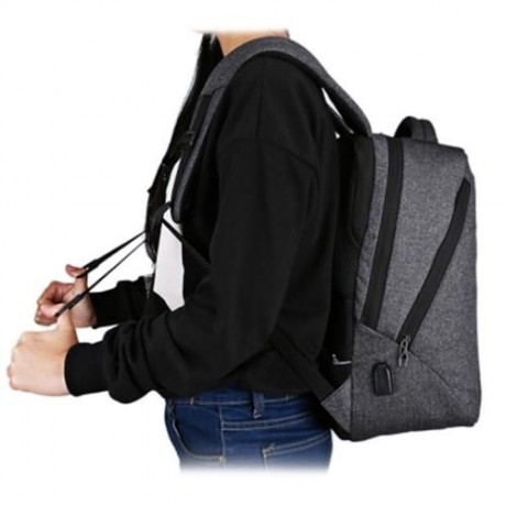 TIGERNU TB3164 WATER-RESISTANT 21L LEISURE BACKPACK LAPTOP BAG WITH SOLAR PANEL (LIGHT GRA