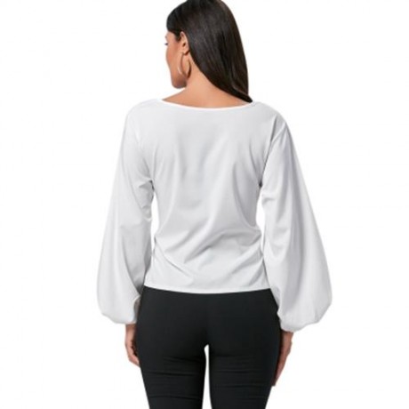 PUFF SLEEVE BELTED BLOUSE (BLACK)