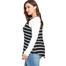 PLUS SIZE LATTICE NECK STRIPED JERSEY TOP (BLACK WHITE)