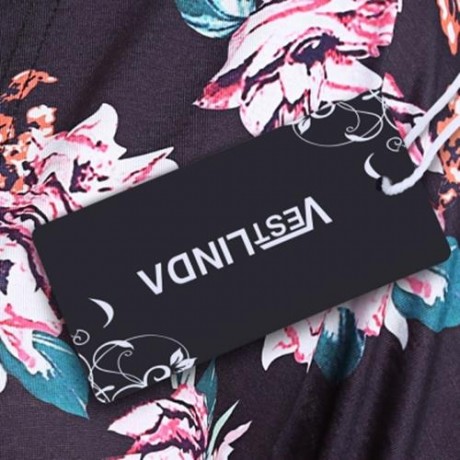 DROP SHOULDER FLORAL PRINT TUNIC TOP (BLACK)