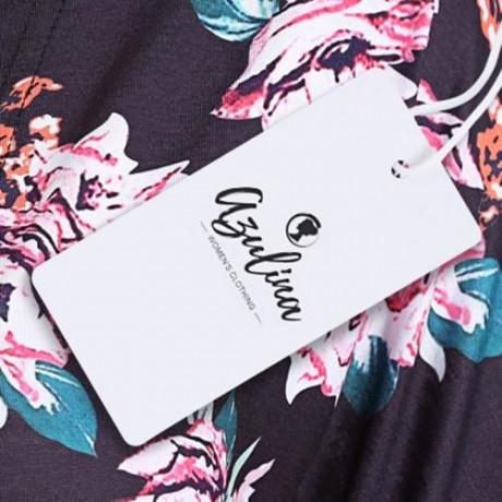 DROP SHOULDER FLORAL PRINT TUNIC TOP (BLACK)