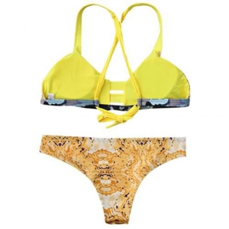 PRINTED CRISS CROSS BIKINI SWIMWEAR (COLORMIX)