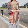 BOHEMIAN ETHNIC FLOWERS PRINTED TASSELS SHAWL SCARF (LIGHT BROWN)