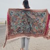 BOHEMIAN ETHNIC FLOWERS PRINTED TASSELS SHAWL SCARF (LIGHT BROWN)