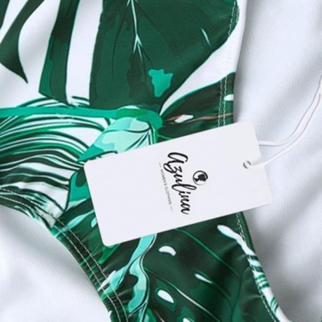 HIGH WAIST TROPICAL LEAF PRINT BIKINI SET (COLORMIX)