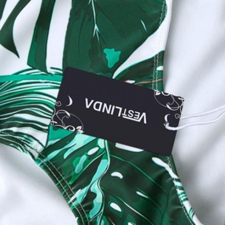 HIGH WAIST TROPICAL LEAF PRINT BIKINI SET (COLORMIX)