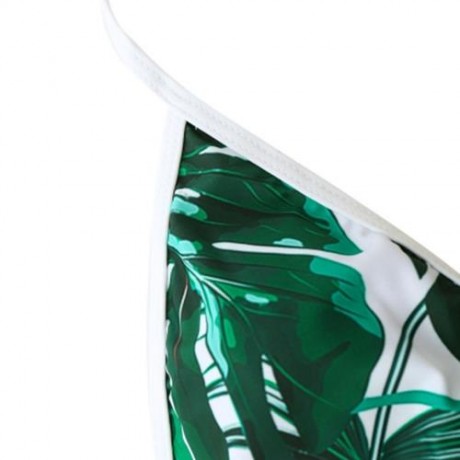 HIGH WAIST TROPICAL LEAF PRINT BIKINI SET (COLORMIX)