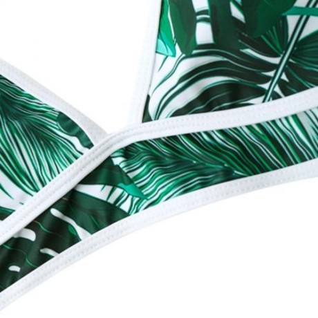 HIGH WAIST TROPICAL LEAF PRINT BIKINI SET (COLORMIX)