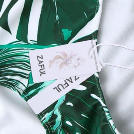 HIGH WAIST TROPICAL LEAF PRINT BIKINI SET (COLORMIX)