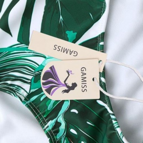 HIGH WAIST TROPICAL LEAF PRINT BIKINI SET (COLORMIX)