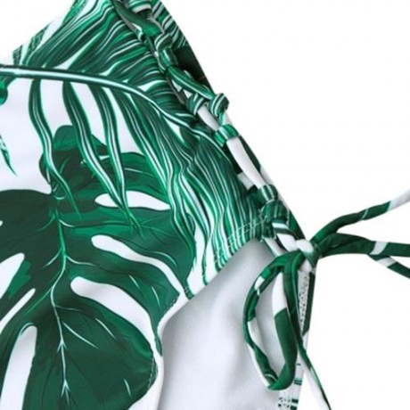 HIGH WAIST TROPICAL LEAF PRINT BIKINI SET (COLORMIX)