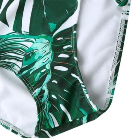 HIGH WAIST TROPICAL LEAF PRINT BIKINI SET (COLORMIX)