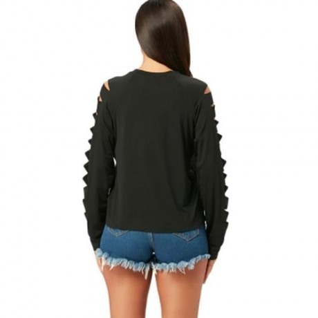 RIPPED RAGLAN LONG SLEEVE T-SHIRT (BLACK)